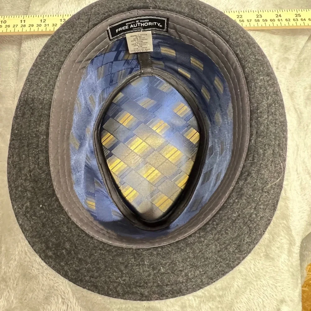 Free Authority Industry Wool Blend Fedora Hat Mens S/M Charcoal Grey Fashion‎